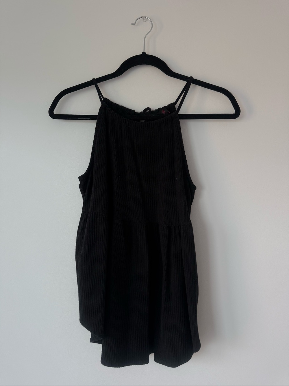 Black Ribbed Babydoll Tank Top